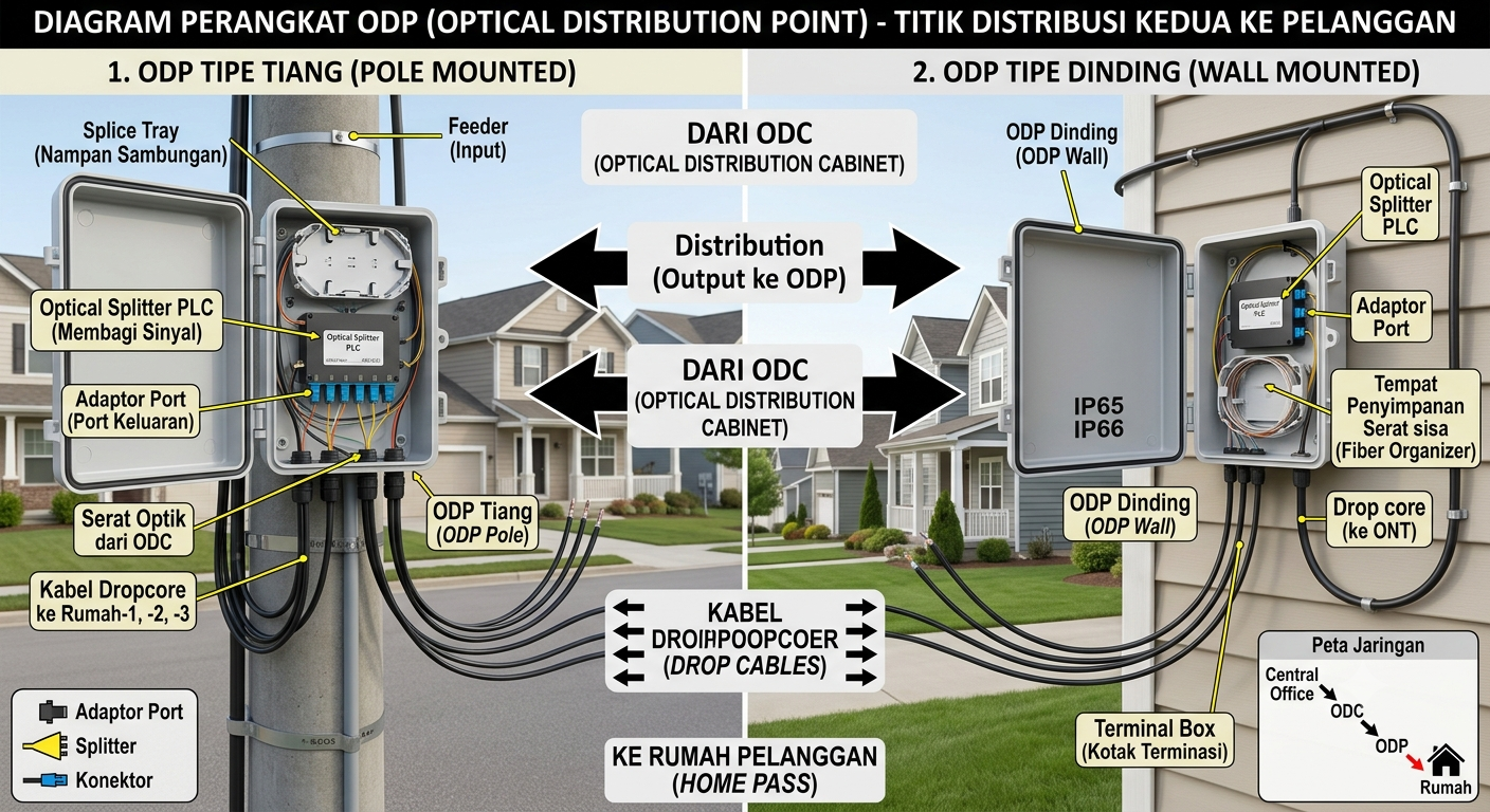 Perangkat ODP (Optical Distribution Point) untuk jaringan FTTH