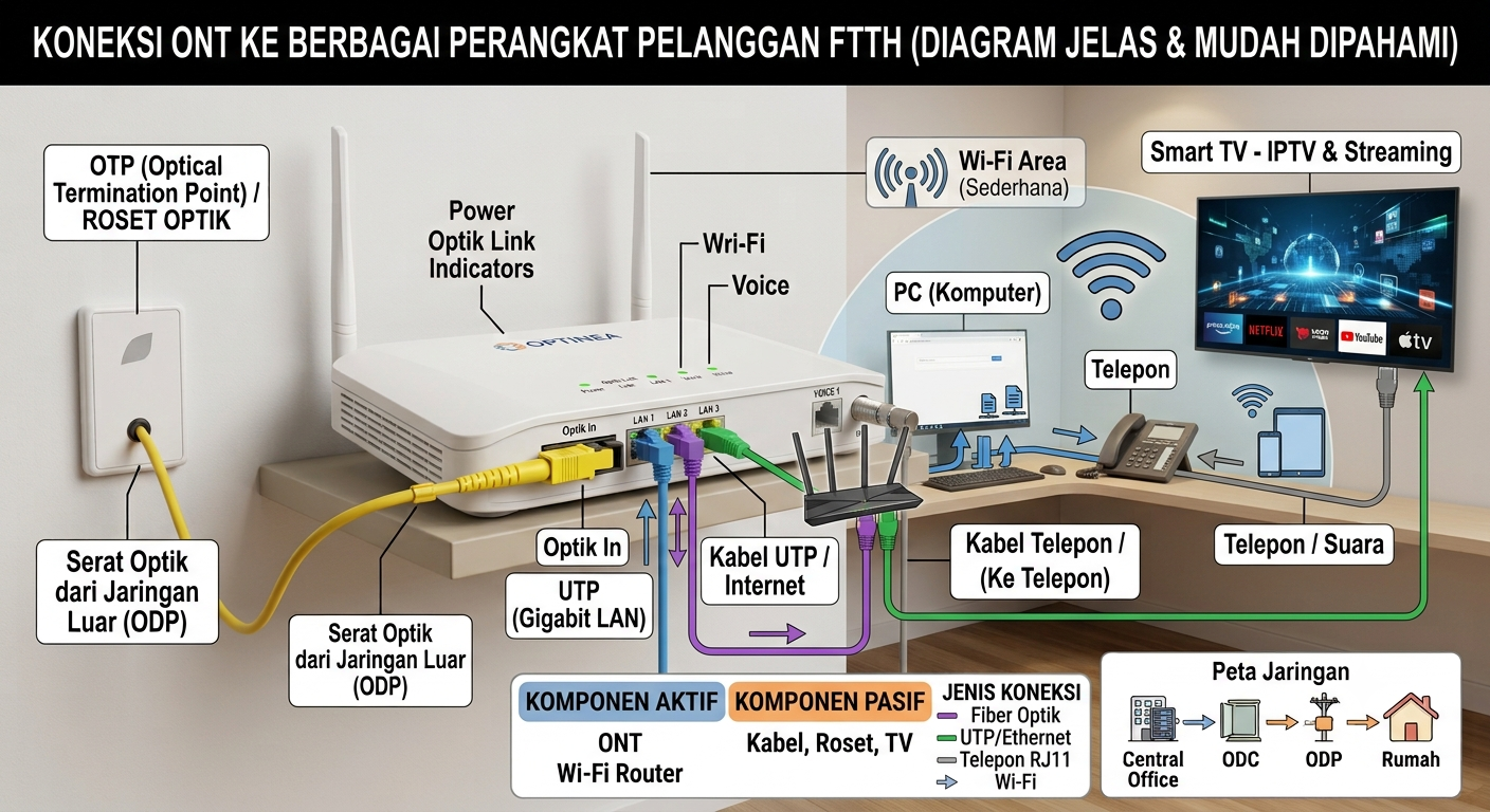 Koneksi ONT ke perangkat pelanggan