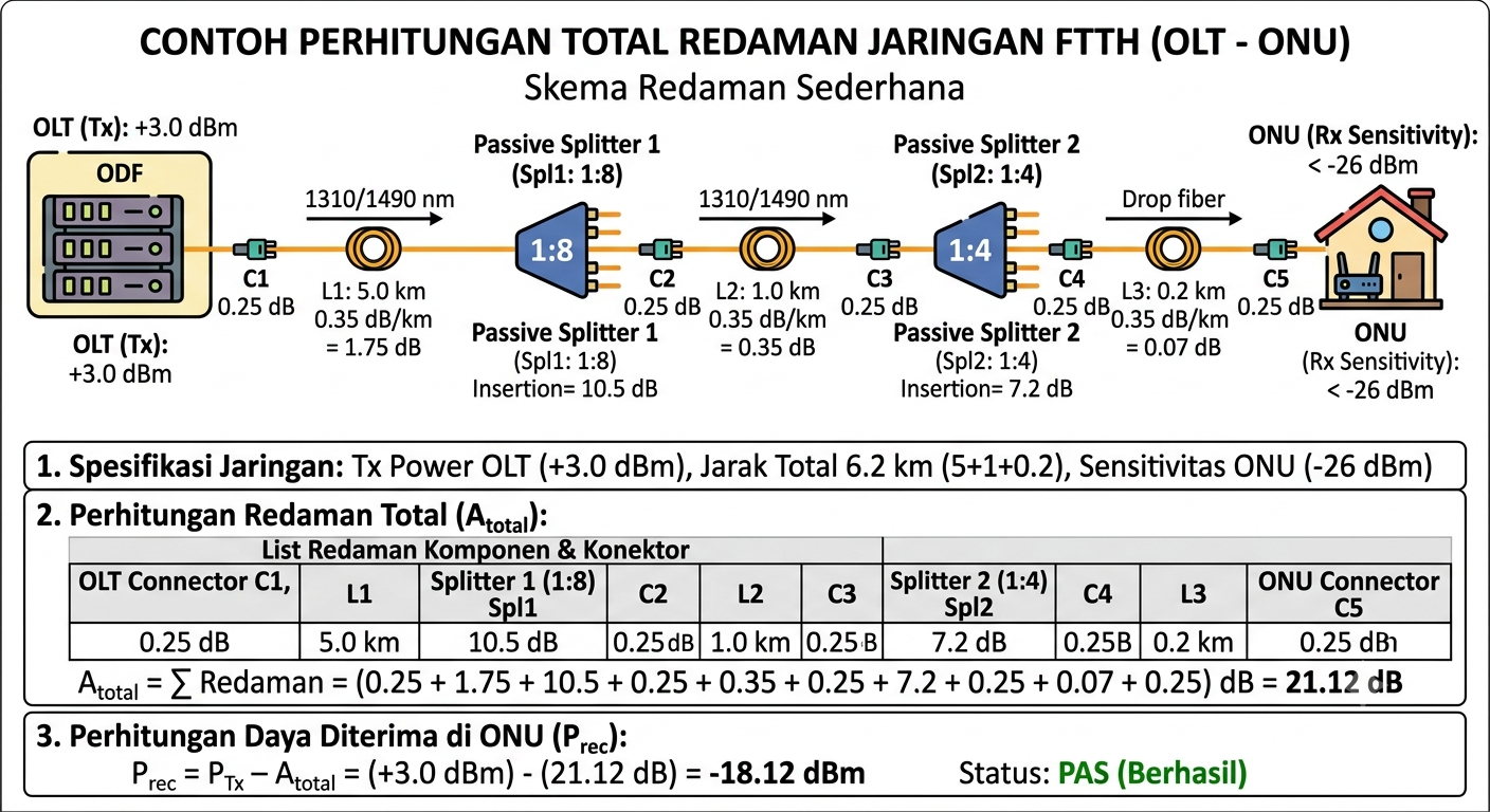 Contoh perhitungan redaman FTTH