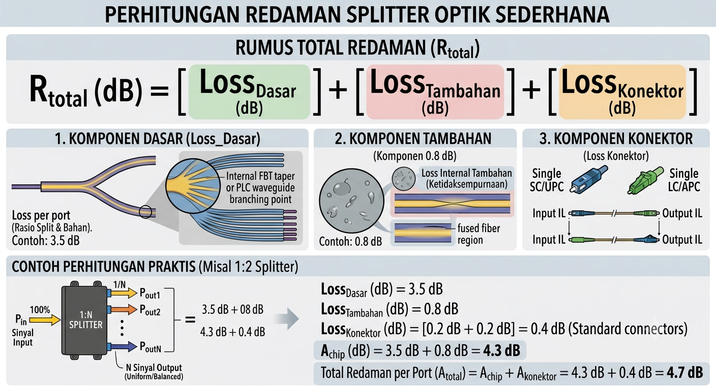 Rumus perhitungan redaman splitter optik